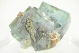 Green Cubic Fluorite Crystal Cluster with Pyrite - Yaogangxian Mine #215787-1